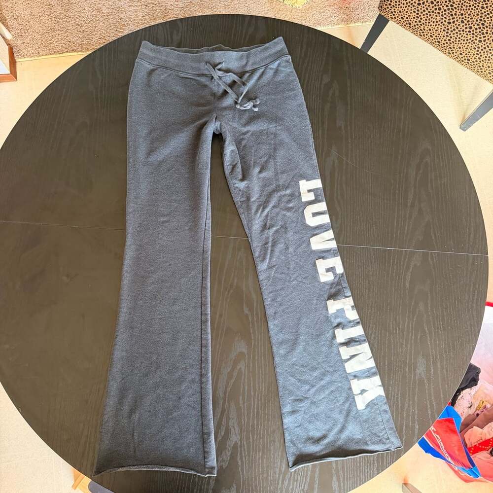 PINK Victoria's Secret Love Pink Dark Gray Flare Sweatpants M